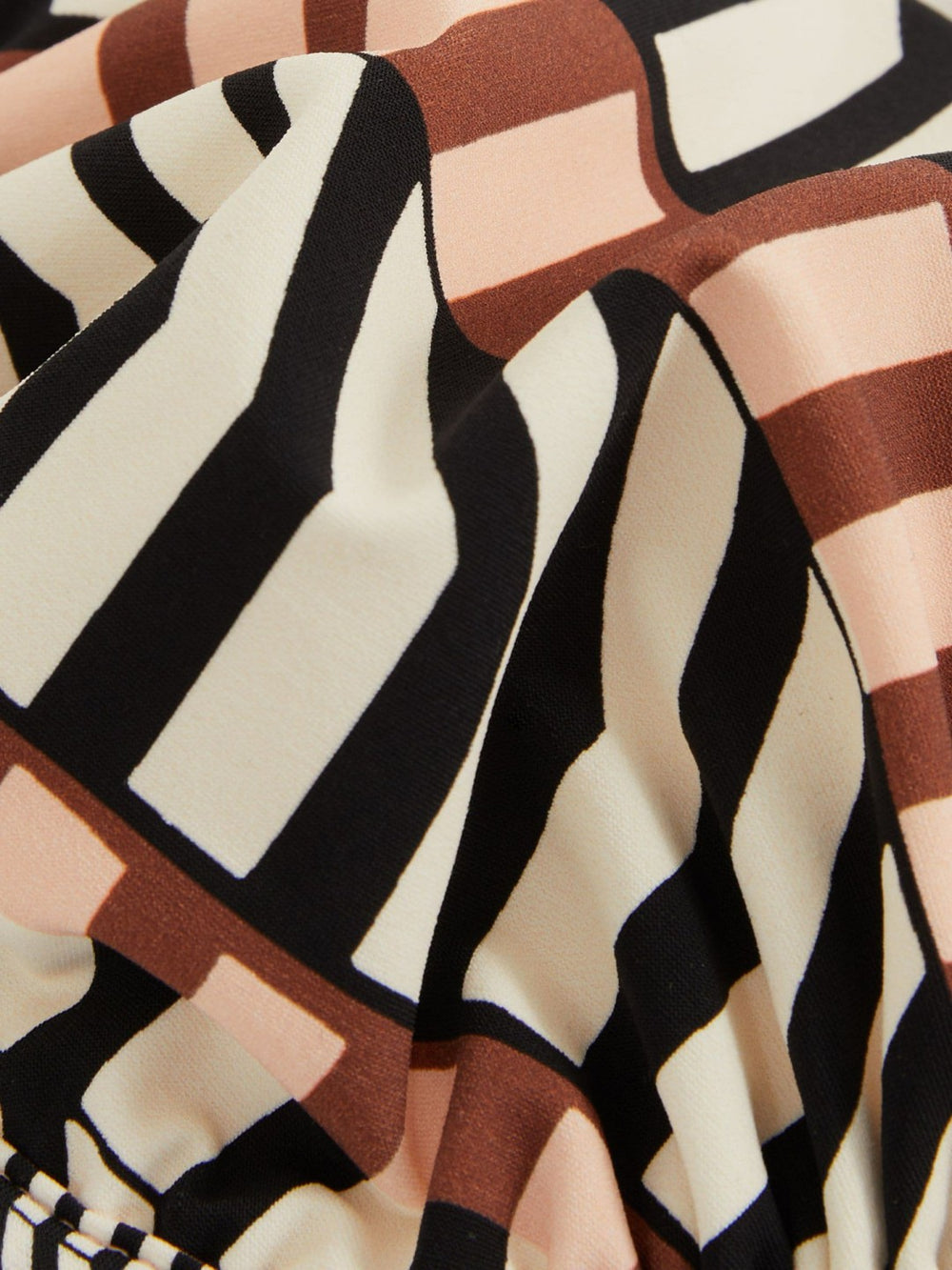 Women Chevron Stripe Underwired Bikini Top in Black/Brown