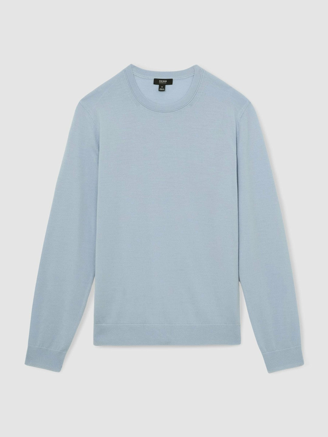 Men Merino Wool Crew Neck Jumper in Soft Blue