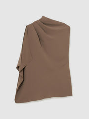 Women One-Shoulder Draped Top in Mink