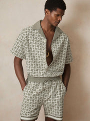 Men | Ché Motif-Embroidered Shirt in Sage/White