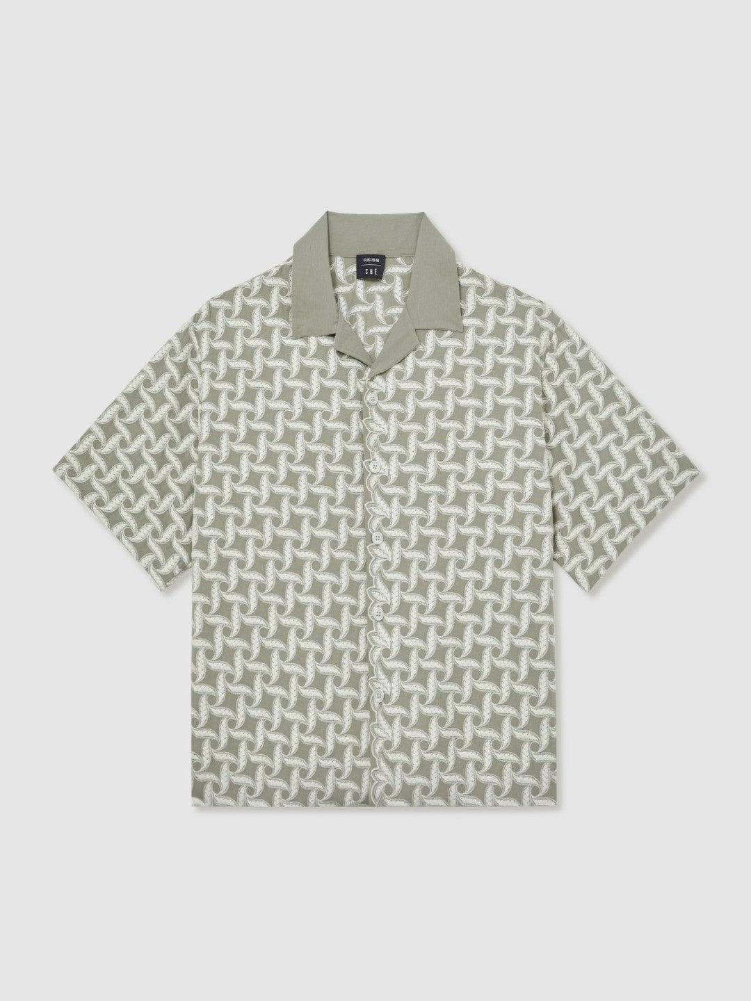 Men | Ché Motif-Embroidered Shirt in Sage/White