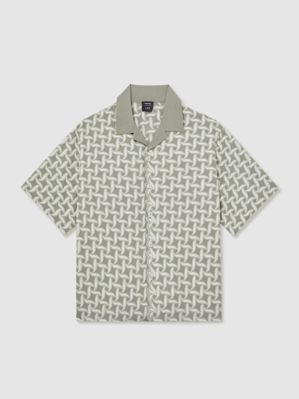 Men | Ché Motif-Embroidered Shirt in Sage/White