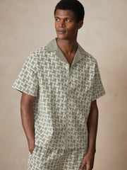 Men | Ché Motif-Embroidered Shirt in Sage/White