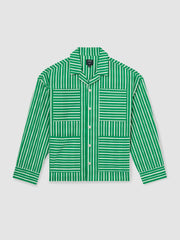 Men | Ché Poplin Stripe Pocket Shirt in Bright Green/White