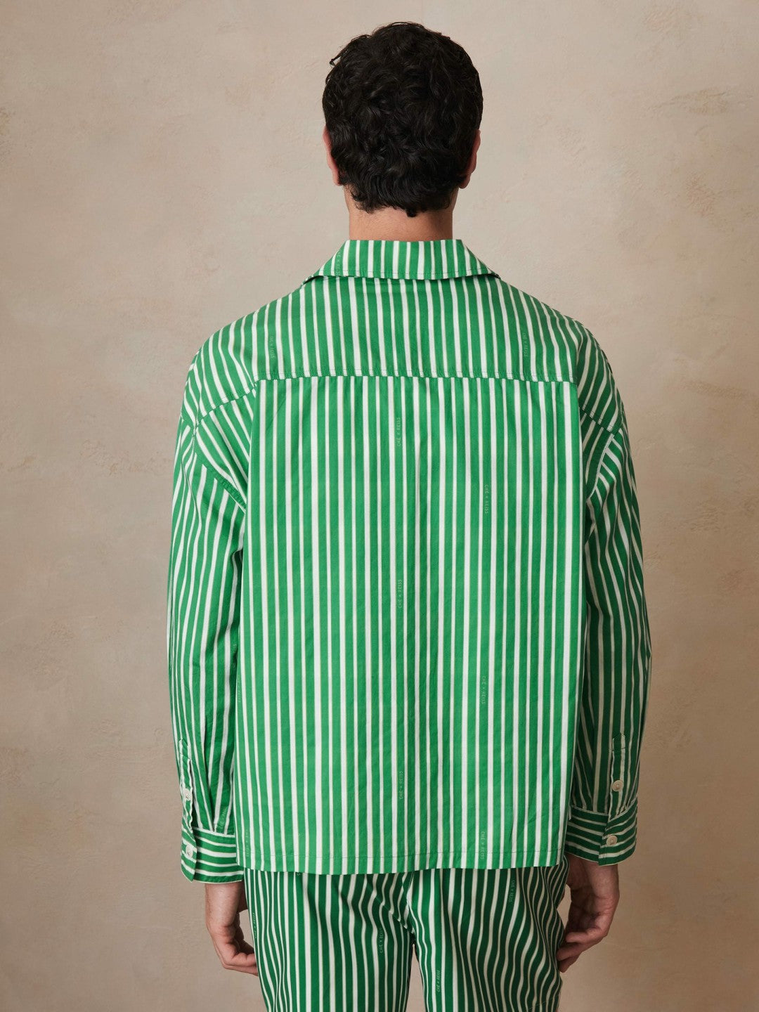 Men | Ché Poplin Stripe Pocket Shirt in Bright Green/White