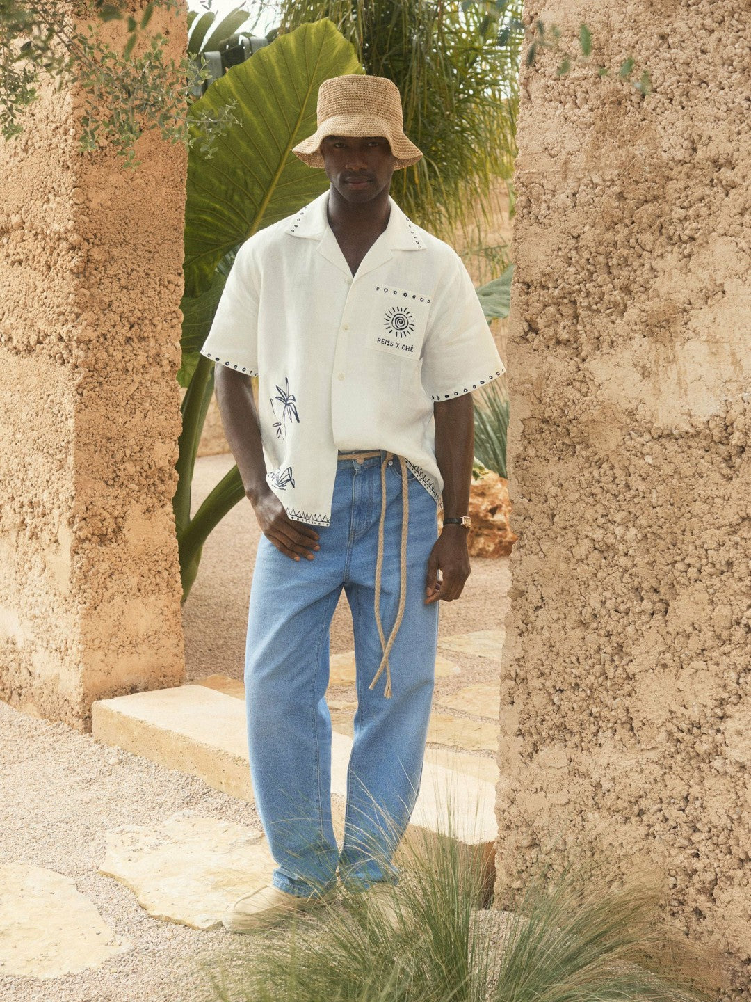 Men | Ché Cotton-Linen Palm Shirt in White