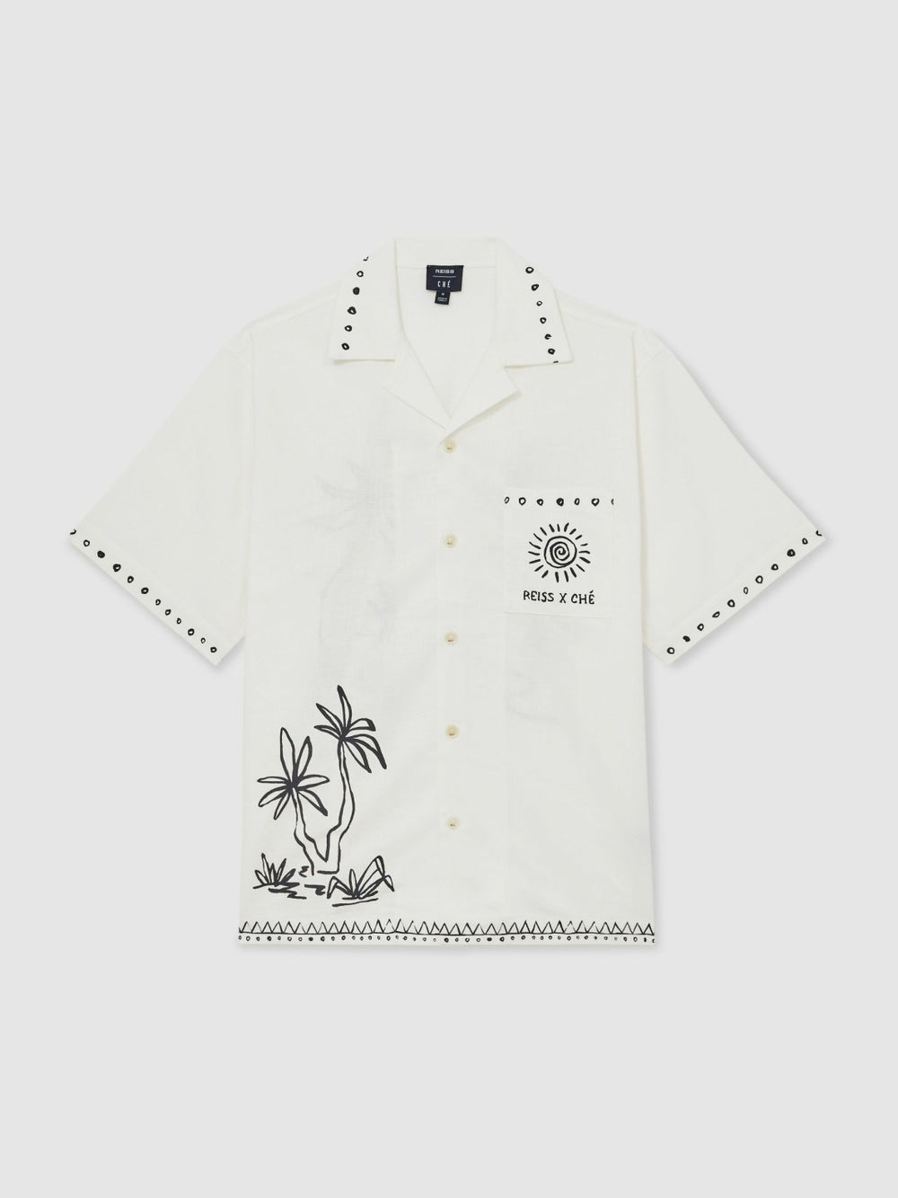 Men | Ché Cotton-Linen Palm Shirt in White