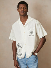 Men | Ché Cotton-Linen Palm Shirt in White