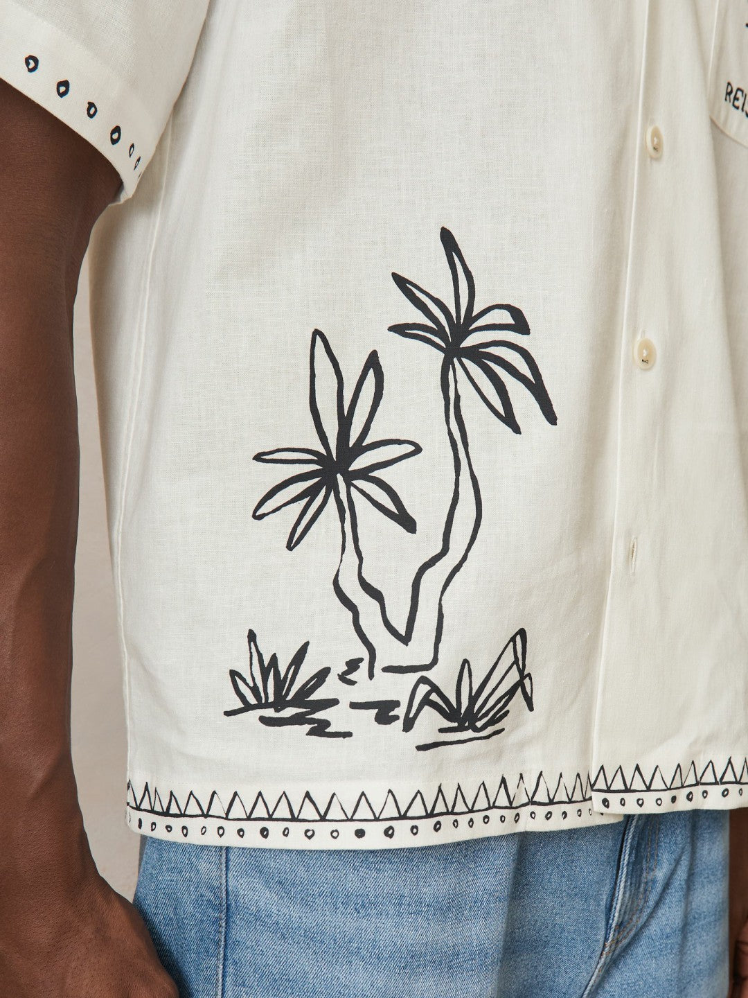 Men | Ché Cotton-Linen Palm Shirt in White