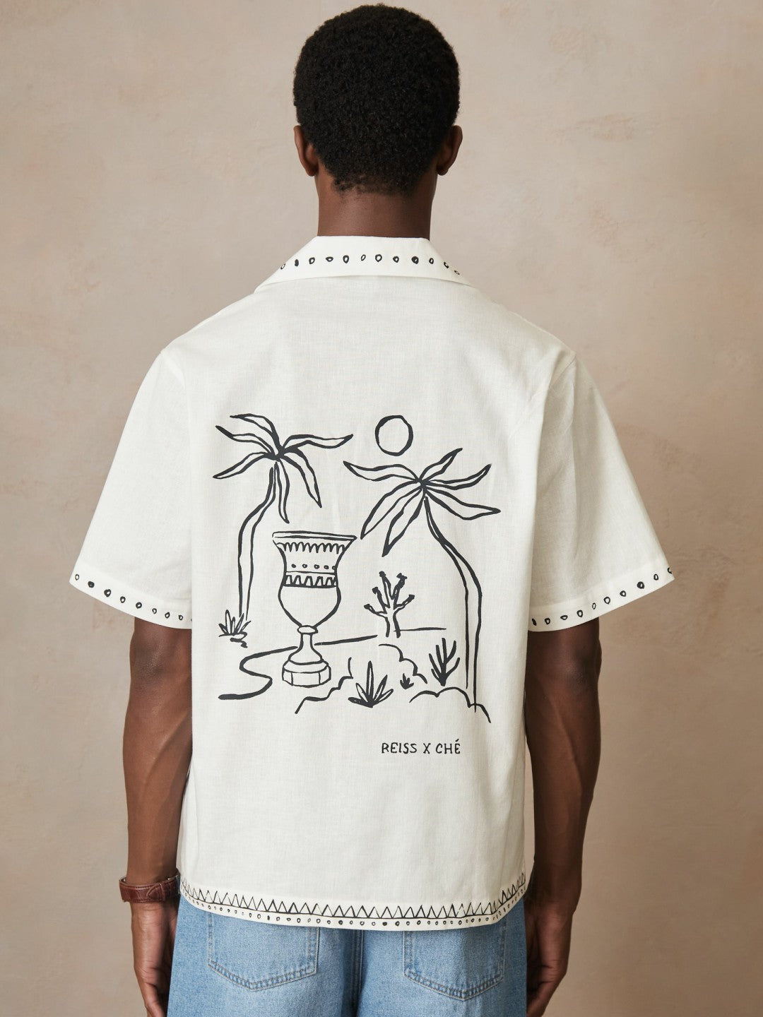 Men | Ché Cotton-Linen Palm Shirt in White