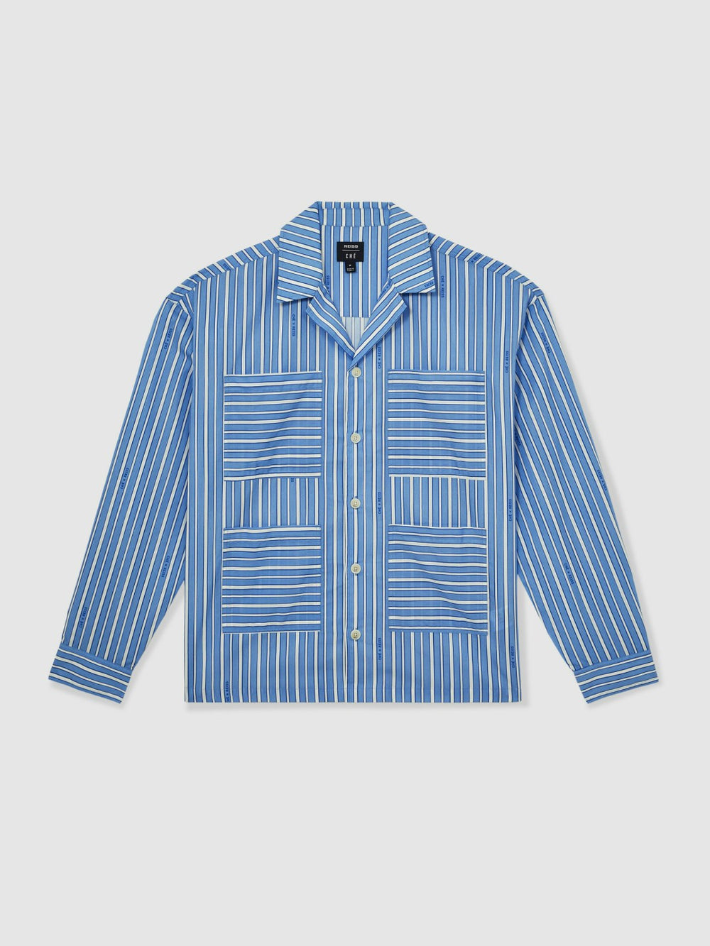 Men | Ché Poplin Stripe Pocket Shirt in Bright Blue/White