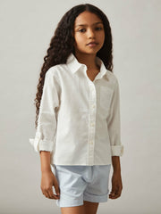 Children & Baby 4-9 yrs Linen Roll-Cuff Shirt in Ivory