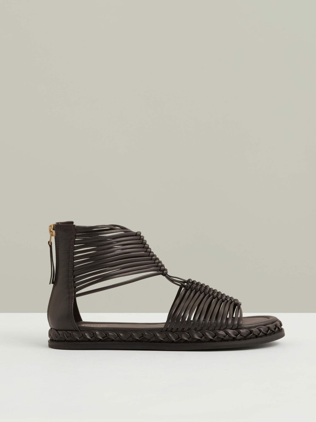 Women Leather Gladiator Sandals in Chocolate