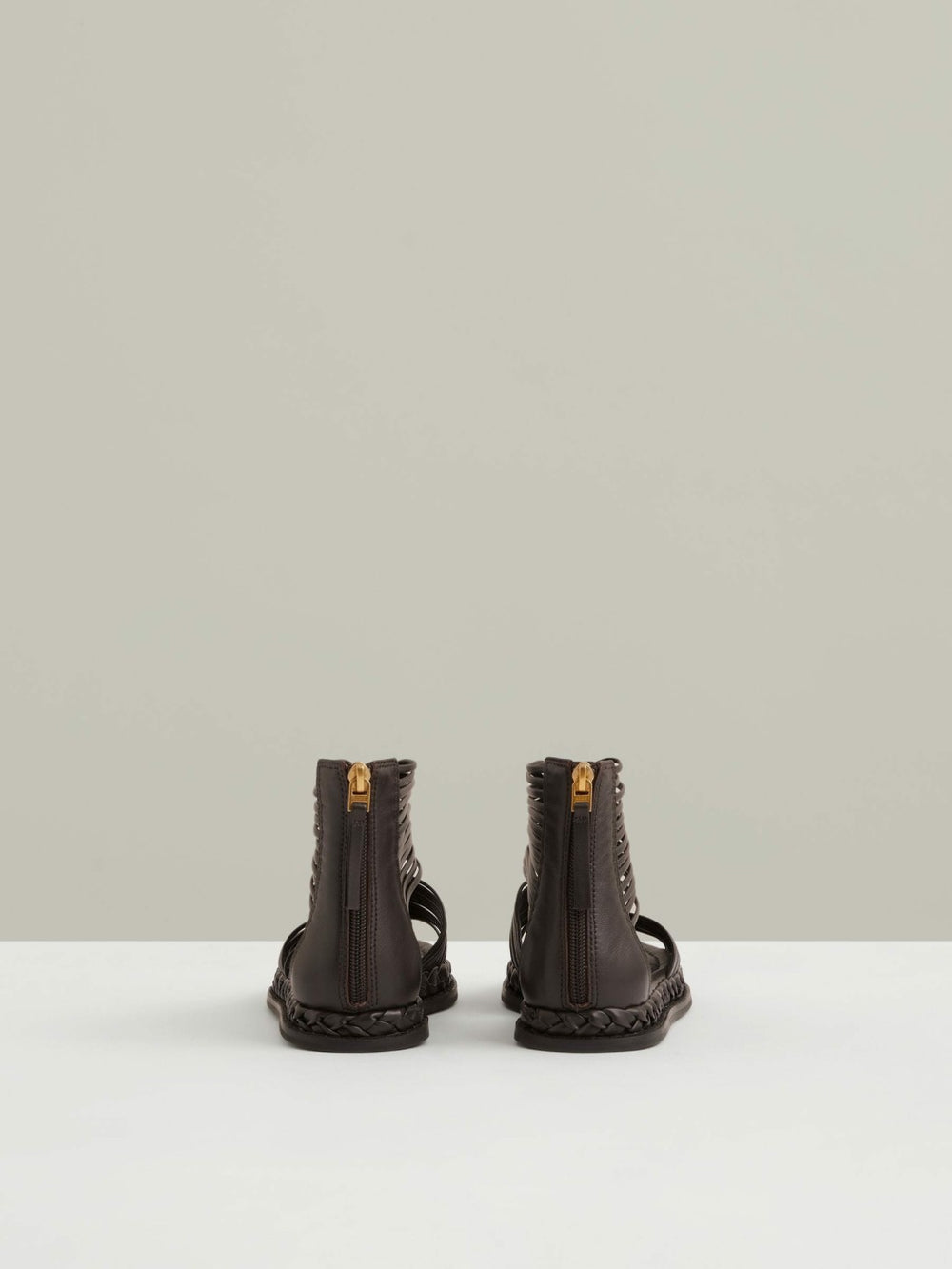 Women Leather Gladiator Sandals in Chocolate