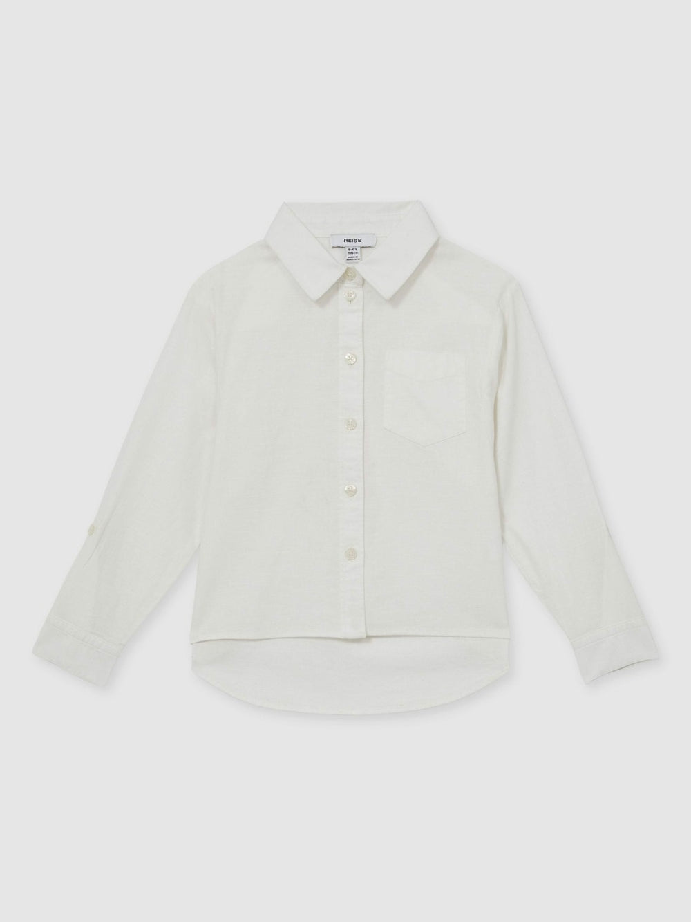 Children & Baby 13-14 yrs Linen Roll-Cuff Shirt in Ivory