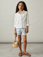 Children & Baby 13-14 yrs Linen Roll-Cuff Shirt in Ivory