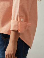 Children & Baby 4-9 yrs Linen Roll-Cuff Shirt in Peach