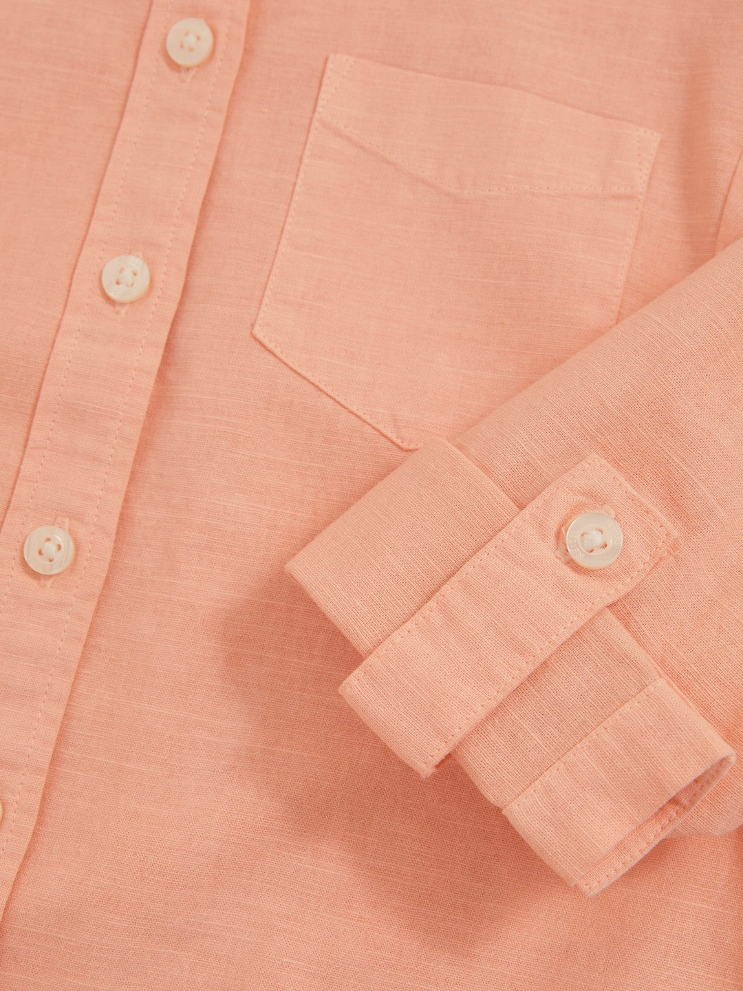 Children & Baby 9-13 yrs Linen Roll-Cuff Shirt in Peach