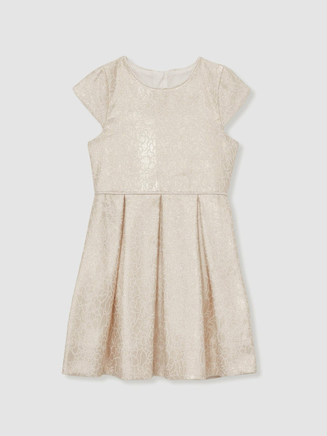 Children & Baby 4-9 yrs Brocade Cap-Sleeve Pleated Dress in Ivory