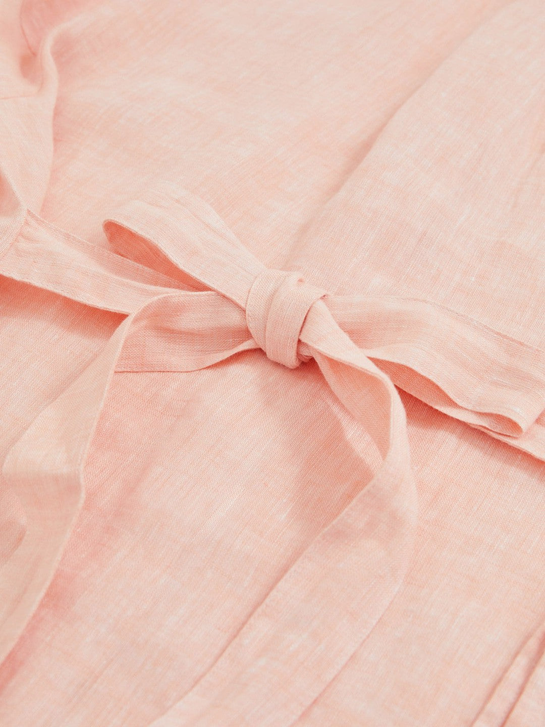 Women Linen Tie-Back Shirt in Pale Pink