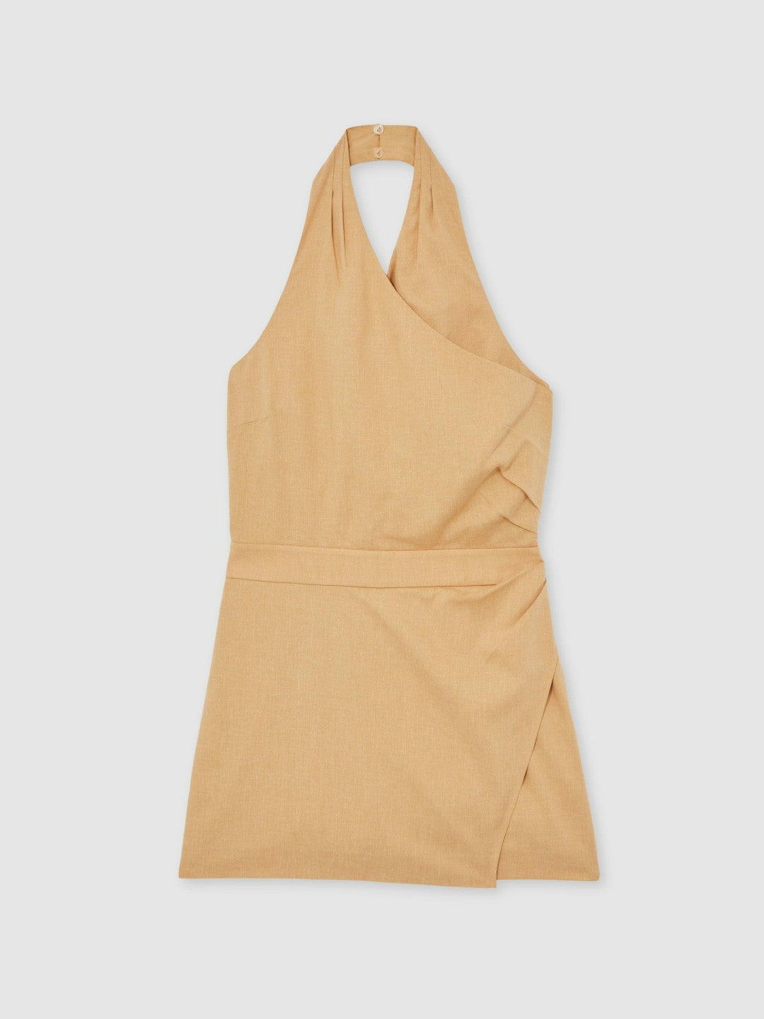 Women Lyocell Cotton Halter Skort Playsuit in Camel