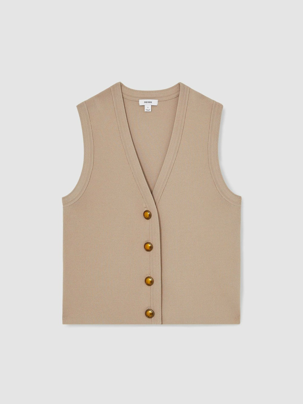 Women Knitted Button Through Vest in Neutral