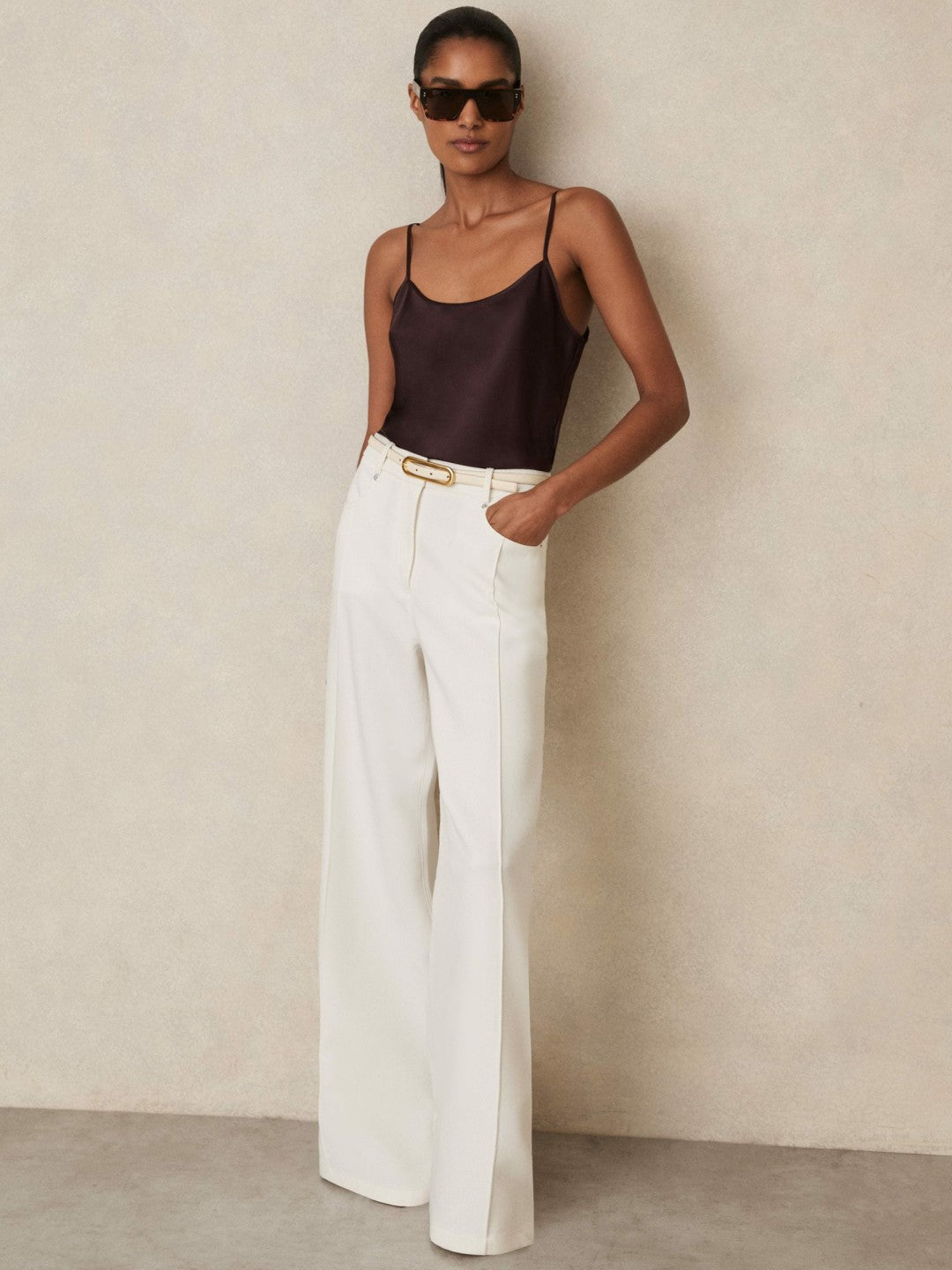 Women Silk Cami Top in Burgundy
