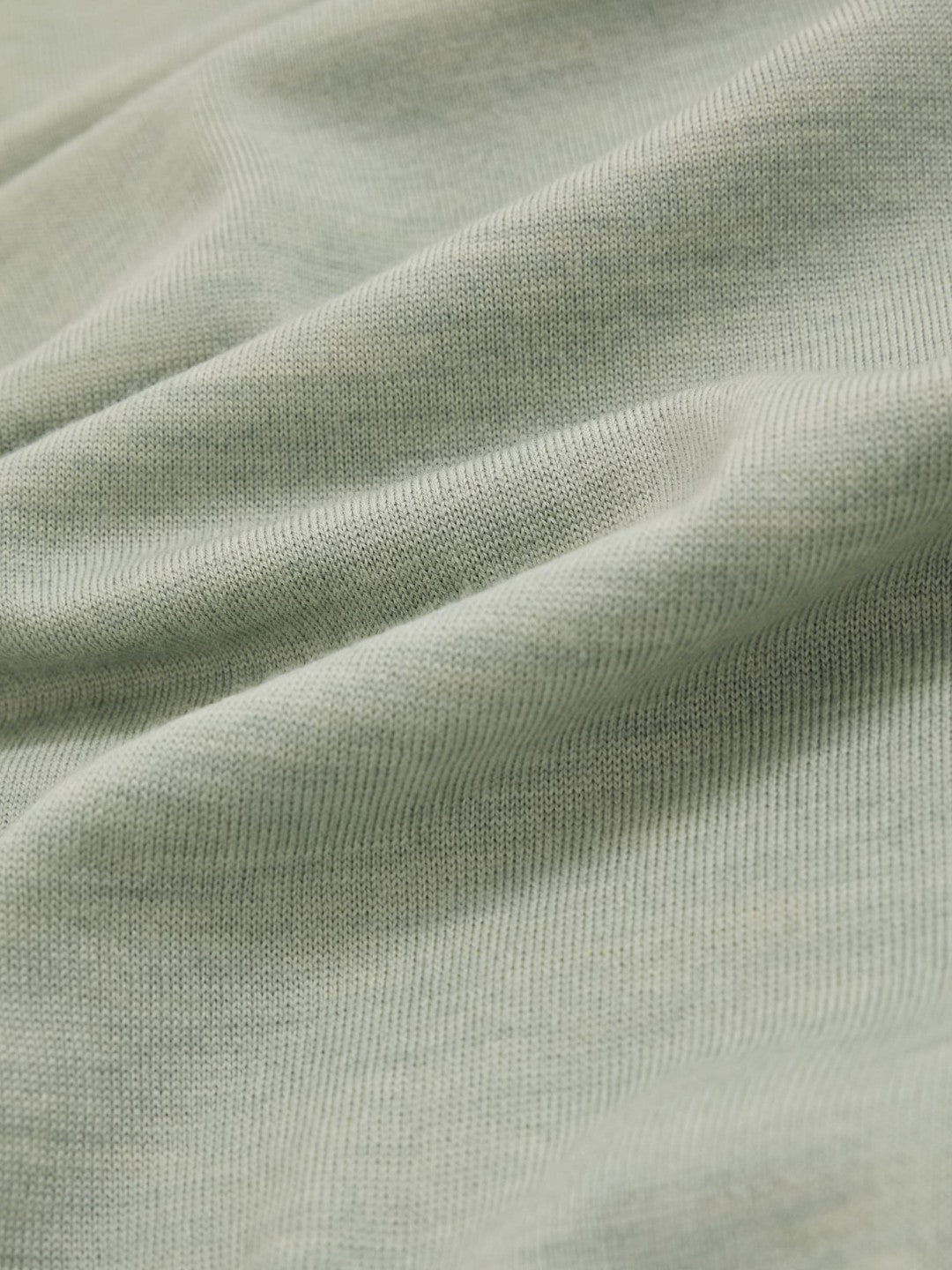 Men Merino Wool Open Collar Polo Shirt in Sage Green Melange