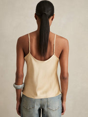 Women Silk Cami Top in Gold
