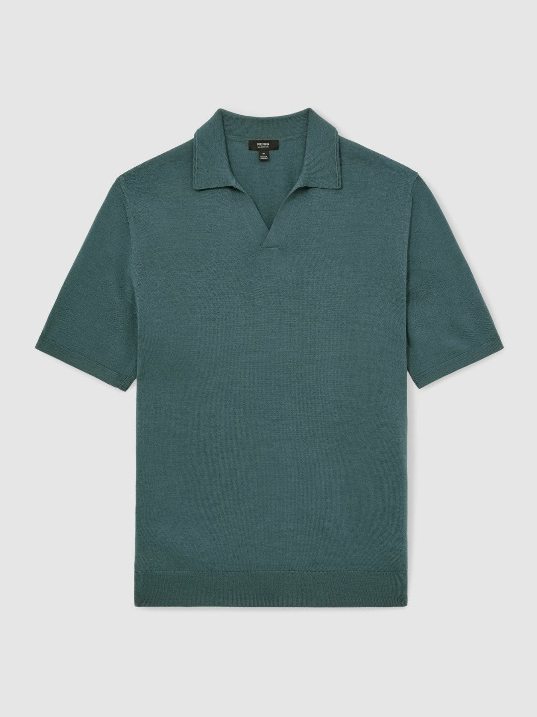 Men Merino Wool Open Collar Polo Shirt in Orion Blue