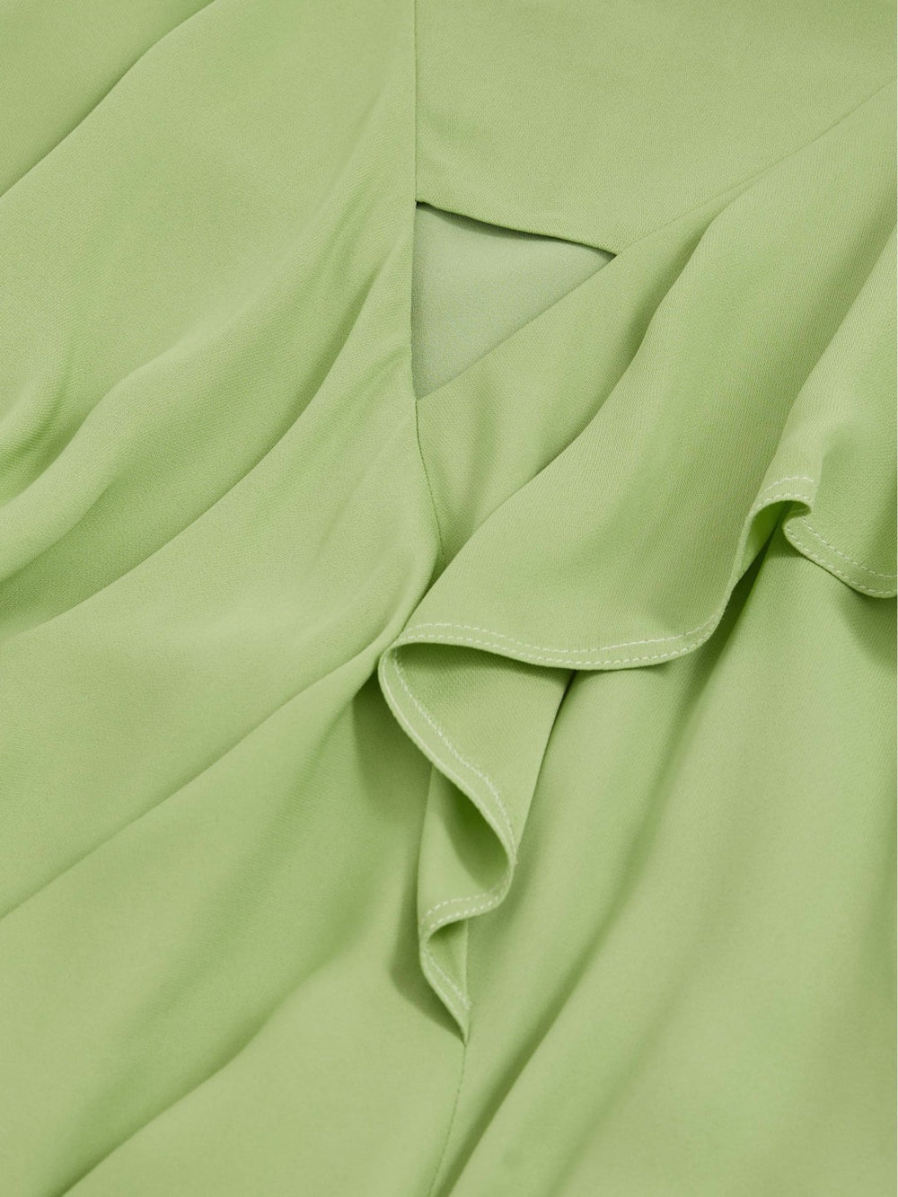 Women Ruffle-Detail Midi Dress in Green