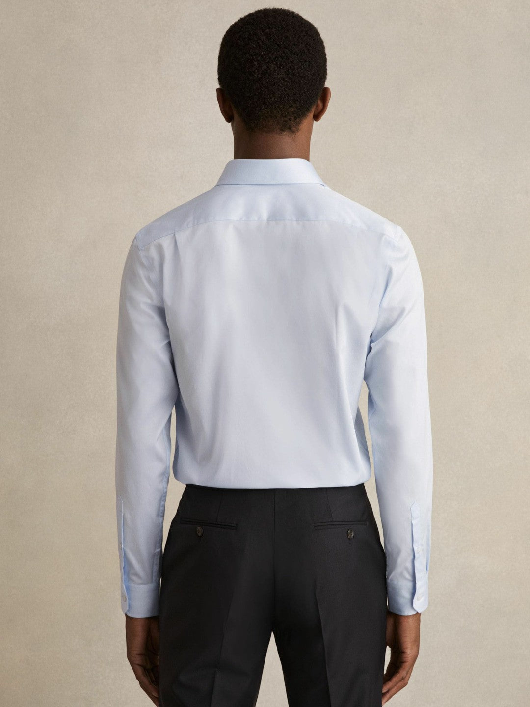 Men Slim Fit Slim-Fit Cotton Double-Cuff Shirt in Soft Blue