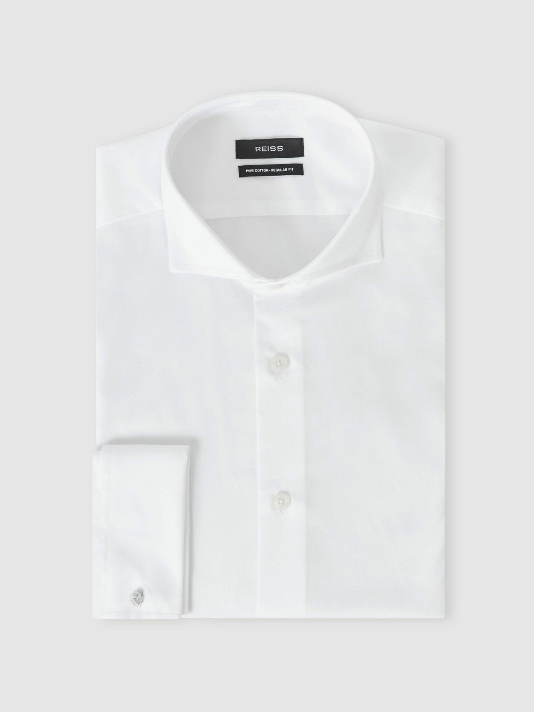 Men Double-Cuff Two-Fold Cotton Shirt in White