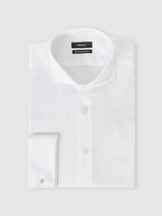 Men Double-Cuff Two-Fold Cotton Shirt in White