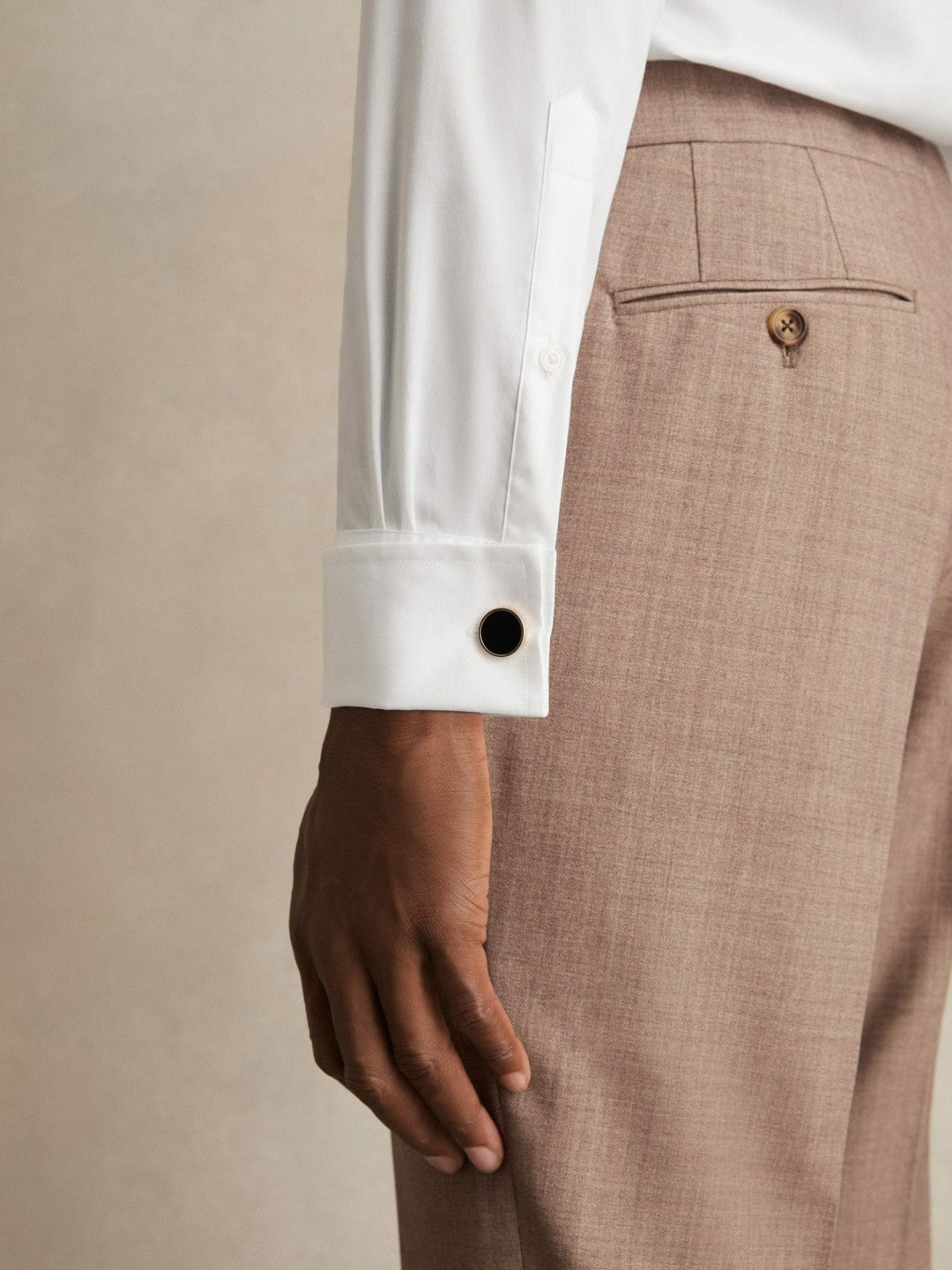 Men Double-Cuff Two-Fold Cotton Shirt in White