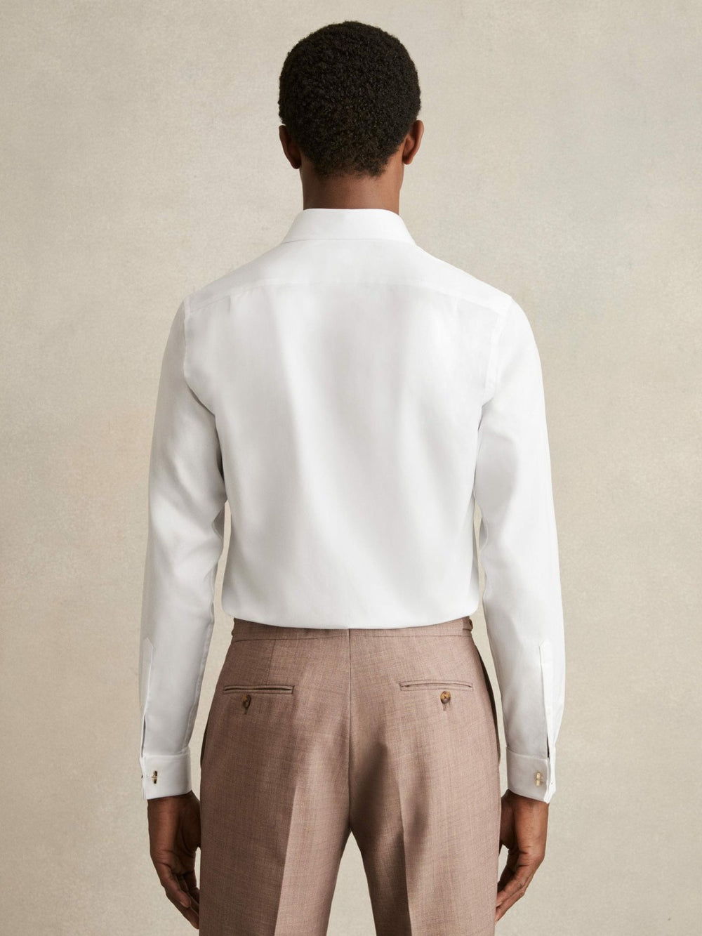 Men Double-Cuff Two-Fold Cotton Shirt in White