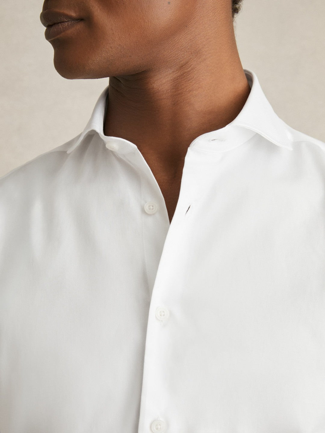 Men Double-Cuff Two-Fold Cotton Shirt in White