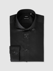 Men Slim Fit Slim-Fit Cotton Double-Cuff Shirt in Black