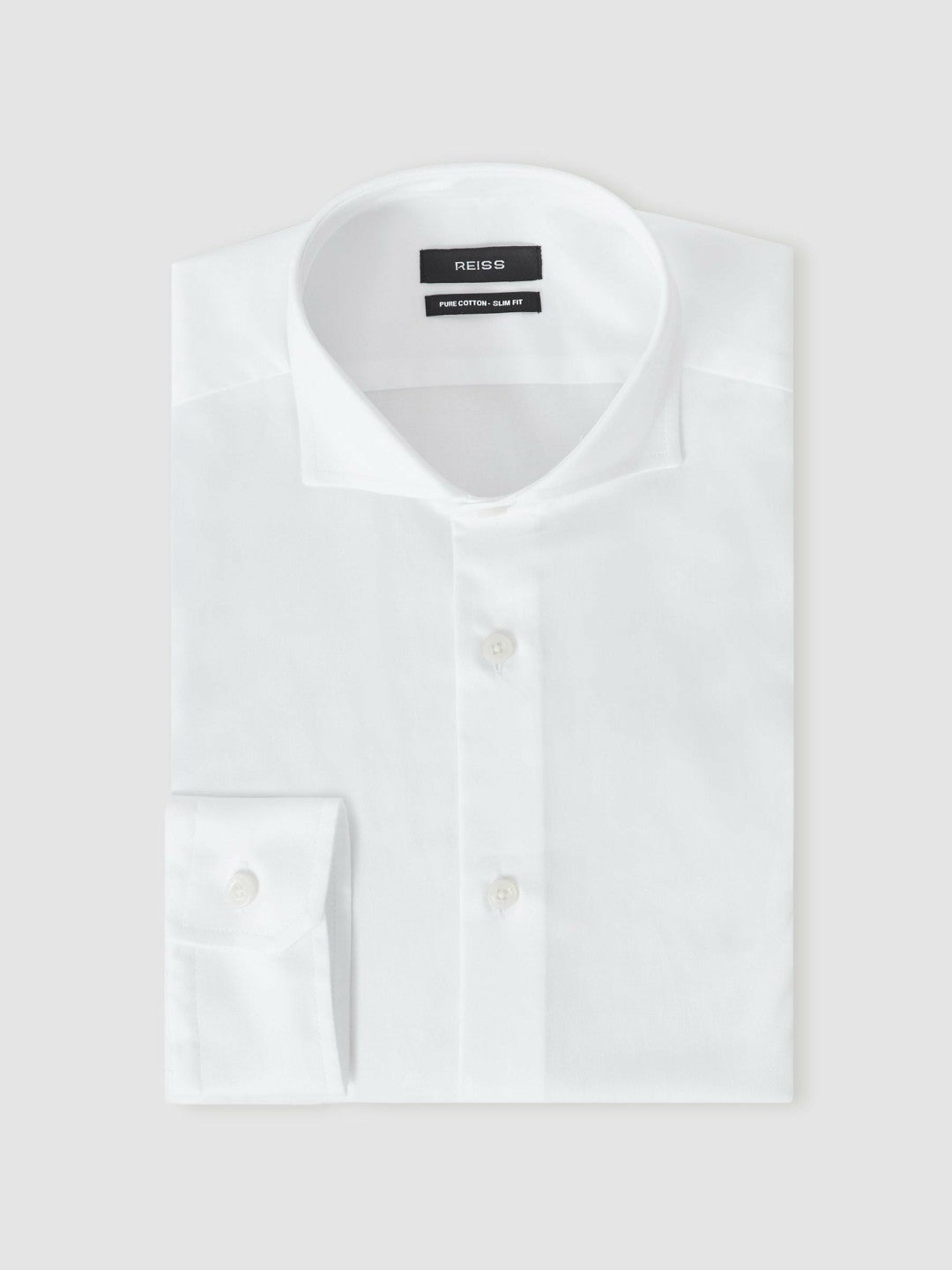 Men Regular Fit Slim-Fit Cotton Double-Cuff Shirt in White