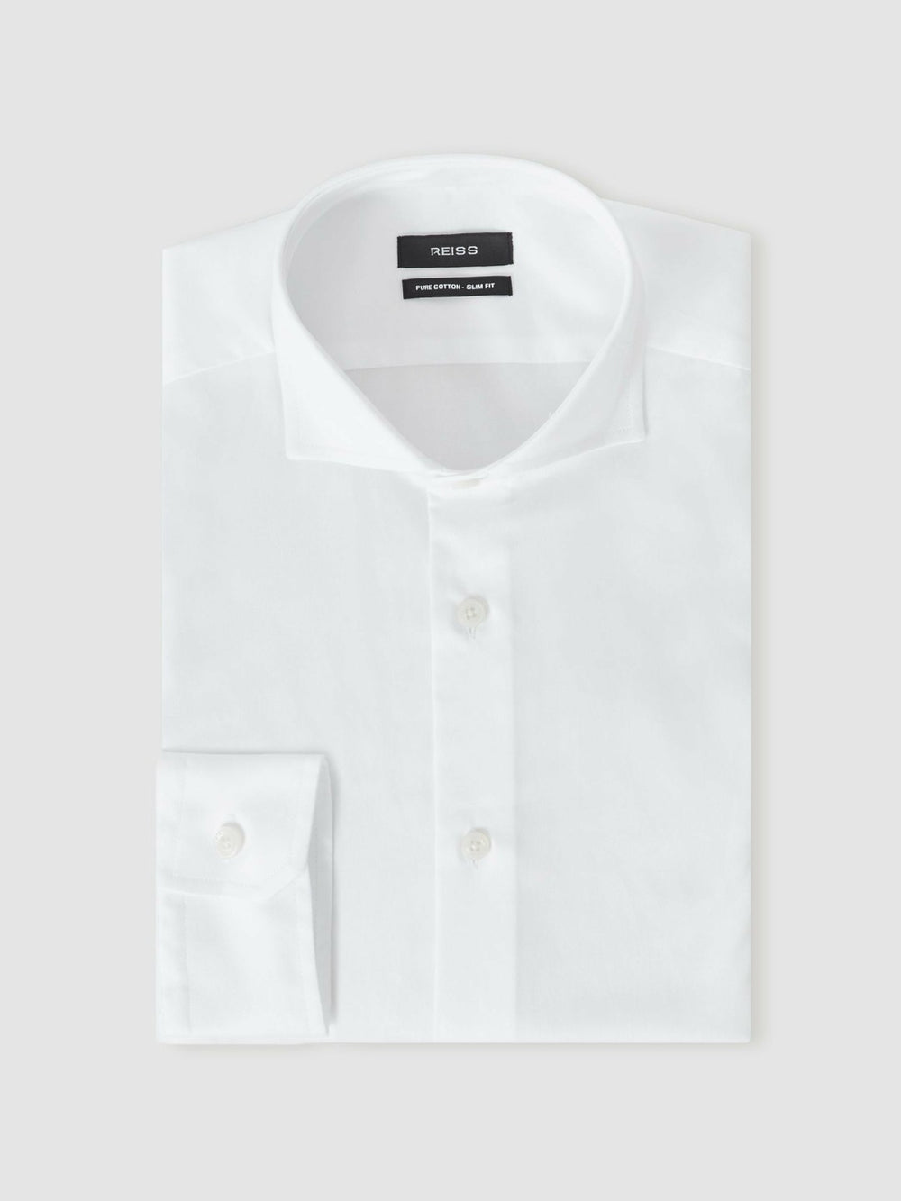 Men Regular Fit Slim-Fit Cotton Double-Cuff Shirt in White