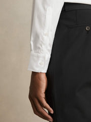 Men Regular Fit Slim-Fit Cotton Double-Cuff Shirt in White