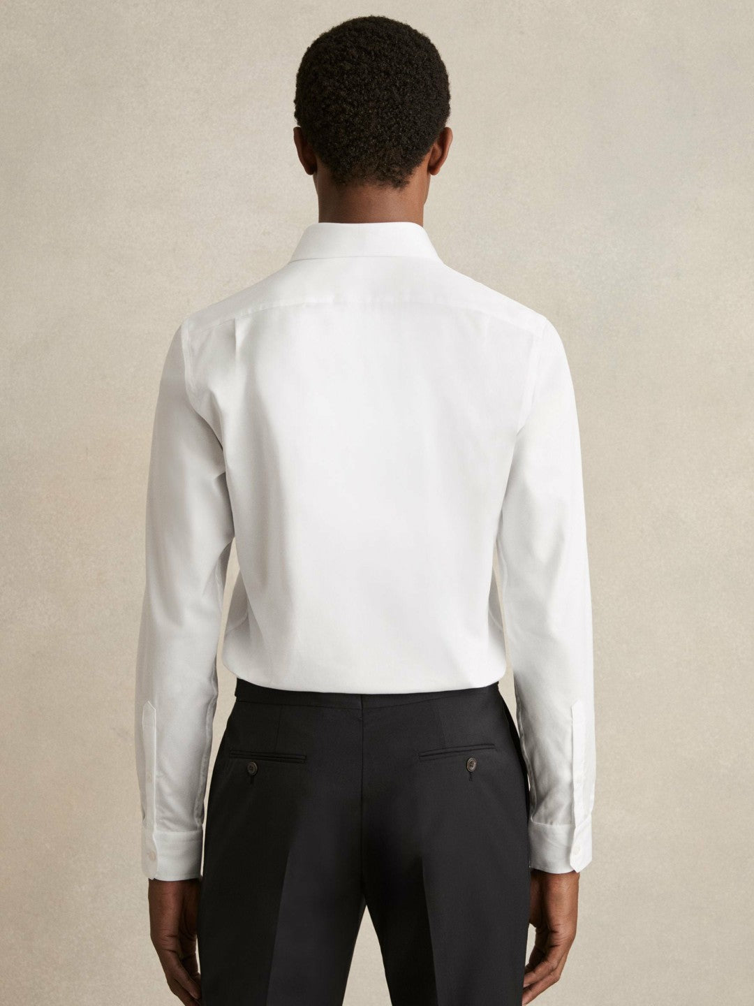 Men Regular Fit Slim-Fit Cotton Double-Cuff Shirt in White