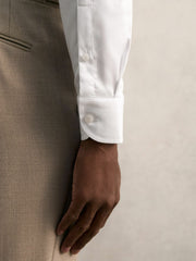 Men Slim Fit Cotton Pin Collar Shirt in White