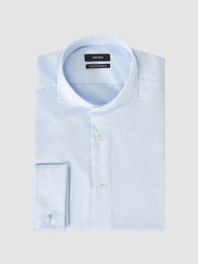 Men Regular Fit Slim-Fit Cotton Double-Cuff Shirt in Soft Blue