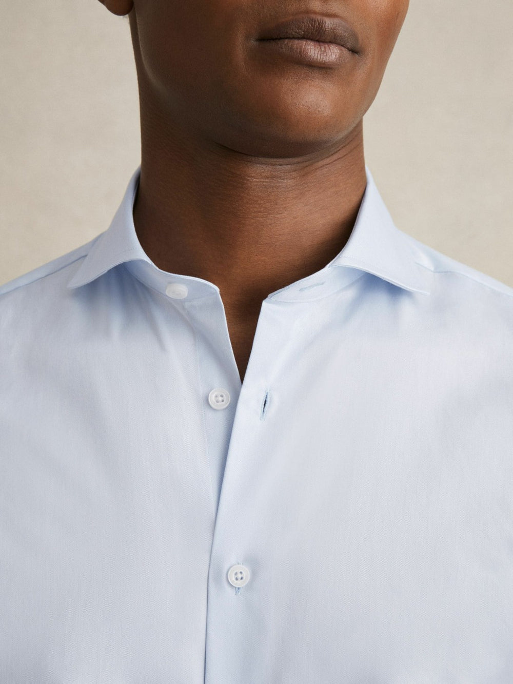 Men Regular Fit Slim-Fit Cotton Double-Cuff Shirt in Soft Blue