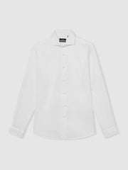 Men Slim Fit Slim-Fit Cotton Double-Cuff Shirt in White