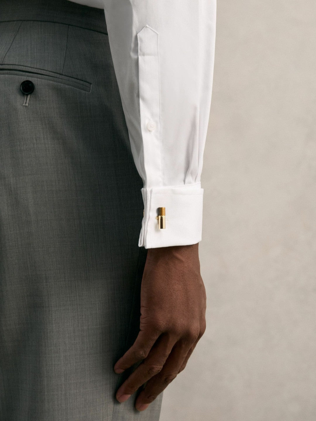 Men Slim Fit Slim-Fit Cotton Double-Cuff Shirt in White