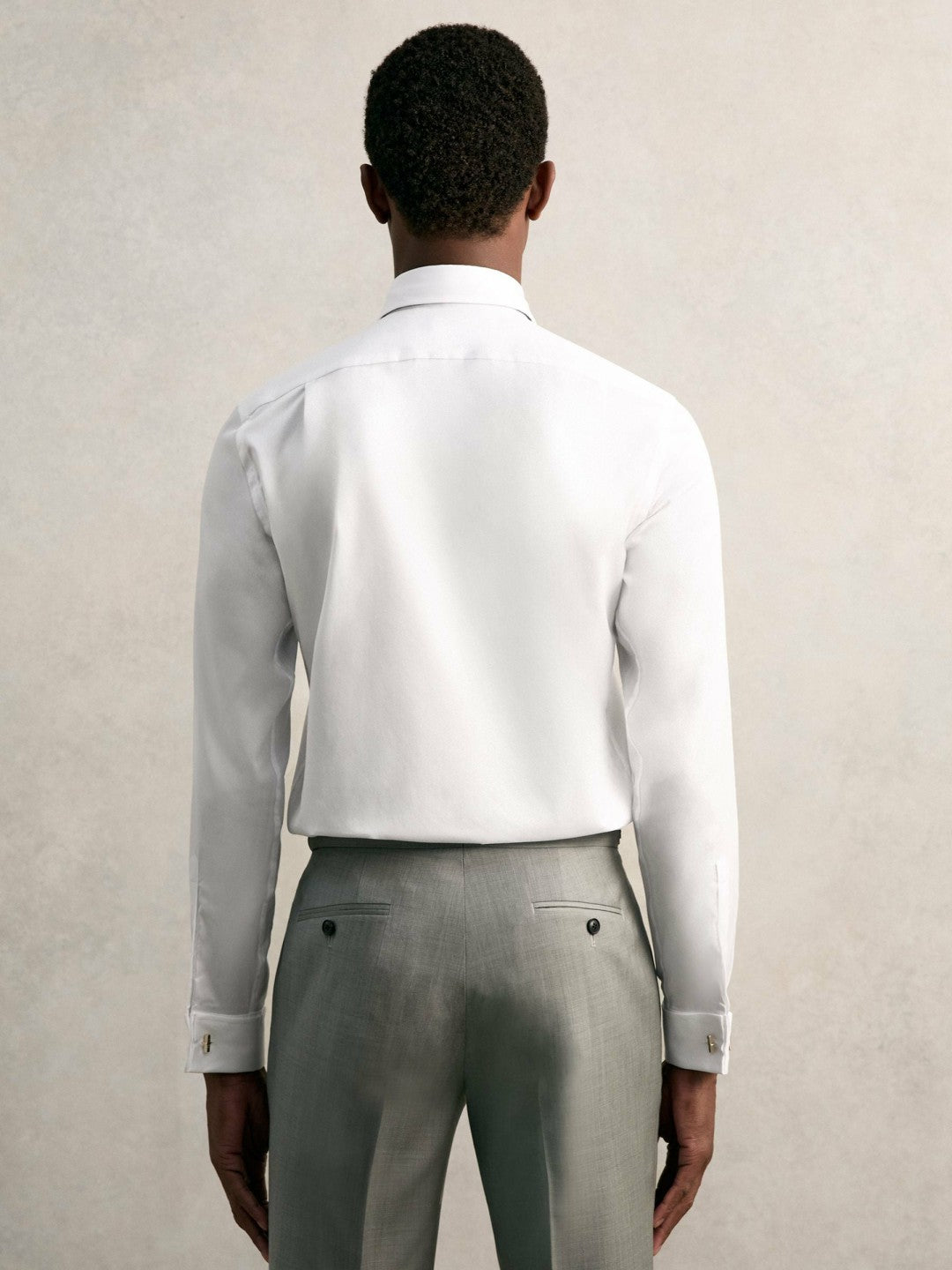 Men Slim Fit Slim-Fit Cotton Double-Cuff Shirt in White