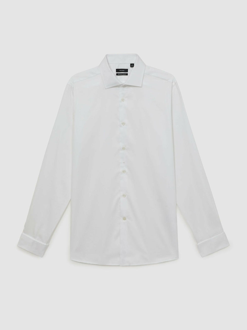 Men Regular Fit Slim-Fit Cotton-Sateen Shirt in White