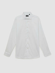 Men Regular Fit Slim-Fit Cotton-Sateen Shirt in White
